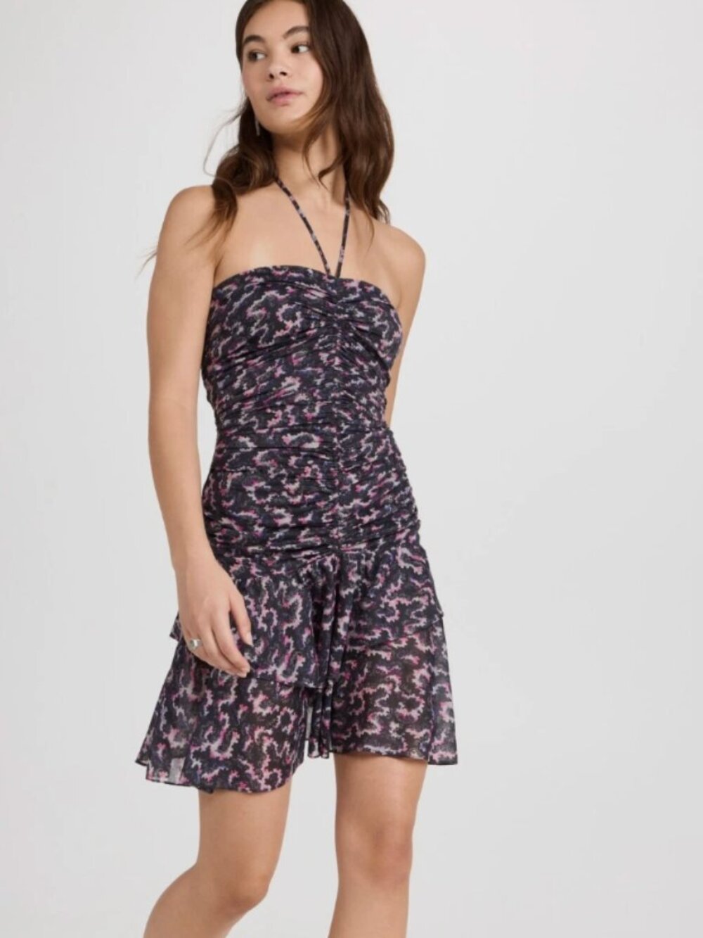 Isabel Marant Étoile Ilanka Ruched Halter Ruffle Hem Dress size 38 /SMALL